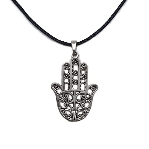 MYSTIC JEWELS - Colgante Mano de Fatima (Hamsa) para buena suerte y mal de ojo, mujeres y hombres, regalar (Modelo 1)