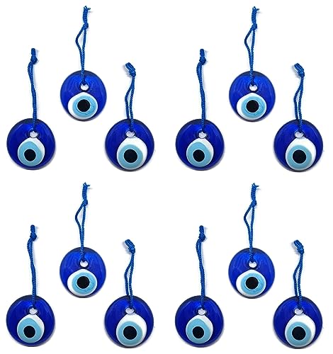 Ojo Turco para colgar, cristal contra mal de ojo azul, para la buena suerte, 4cm de diametro con aguero y hilo, nazar boncuk, evil eye (12)