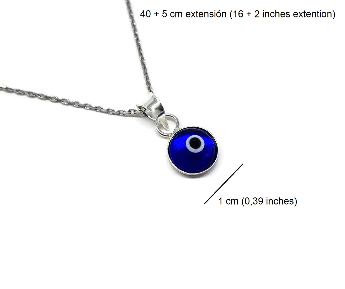 Collar Mal de Ojo de Cristal Azul para la Buena Suerte - Plata de Ley 925