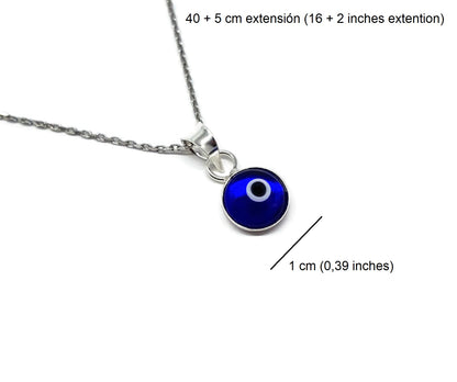 Collar Mal de Ojo de Cristal Azul para la Buena Suerte - Plata de Ley 925